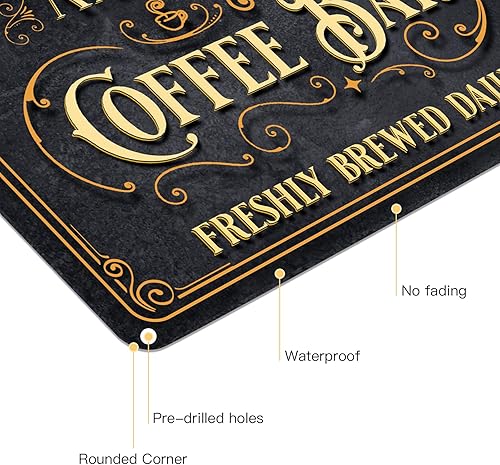 Miniatura 3 de Letrero personalizado de barra de café para el hogar, cafetería, placa de metal personalizada, decoración de cocina, rústico, industrial, estilo