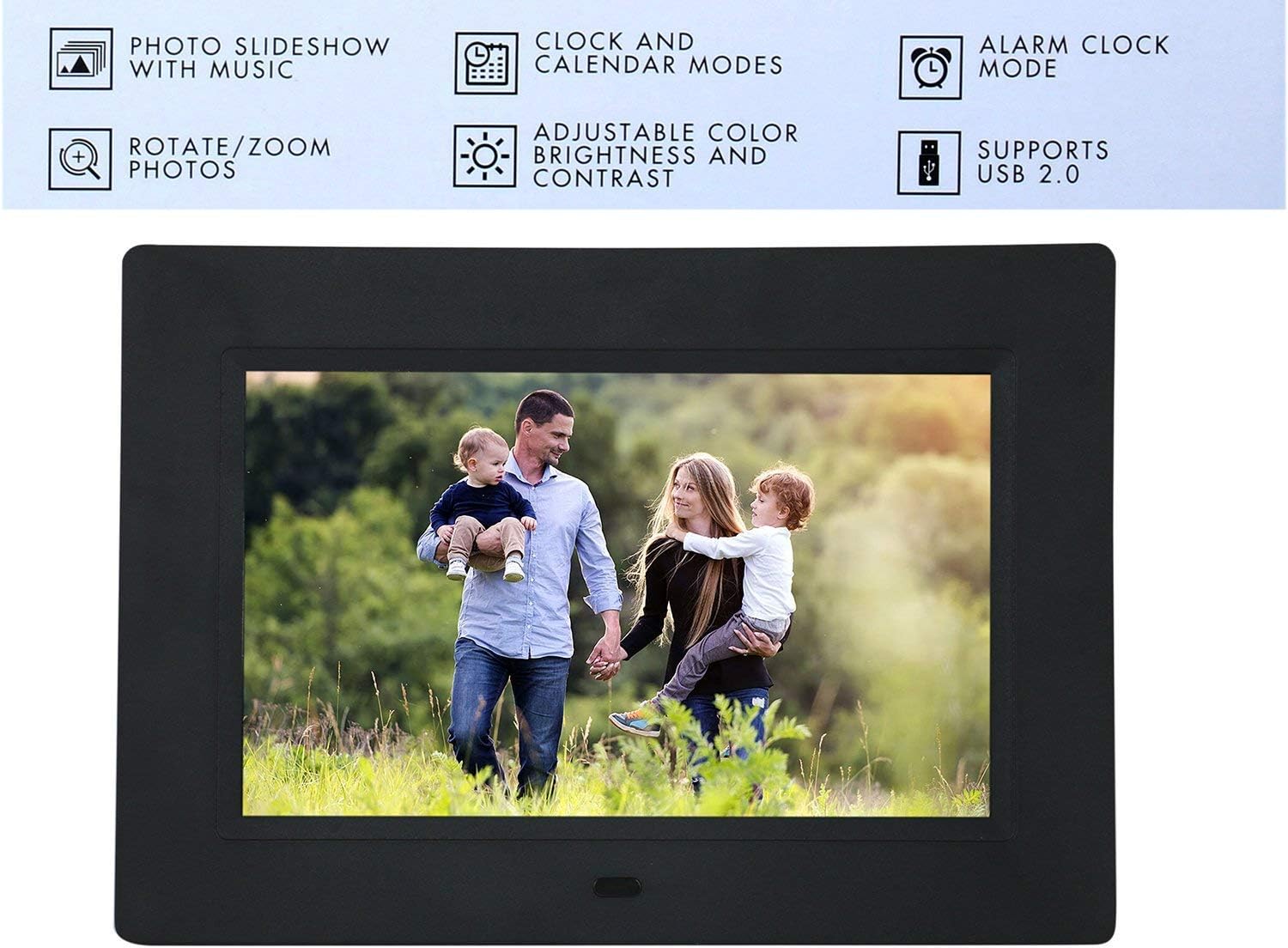 Pithadai 7 Inch Digital Photo Frames High-Definition LED Digital Screen Alarm Clock/Calendar/ MP3/Video Playback