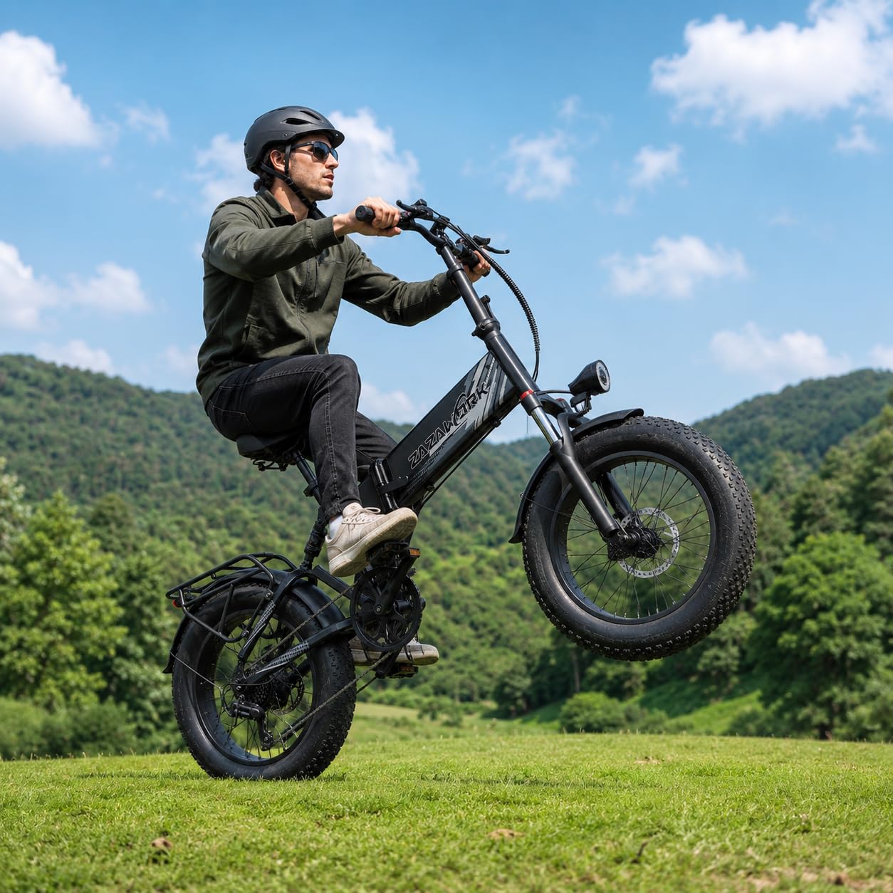 Bici Elettrica Pieghevole 20"×4.0" Fat Tire, Bicicletta Elettrica 48V 20Ah Batteria Rimovibile fino a 120 km 250W,60 Nm, 7 Velocità per Adulti, Freni Idraulici Doppia Sospensione per Ogni Terreno