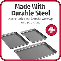 Vista 5 de GoodCook Everyday - Juego de 3 bandejas de acero al carbono antiadherentes para hornear, pequeñas de 13 x 9 pulgadas, medianas de 15 x 10 pulgadas
