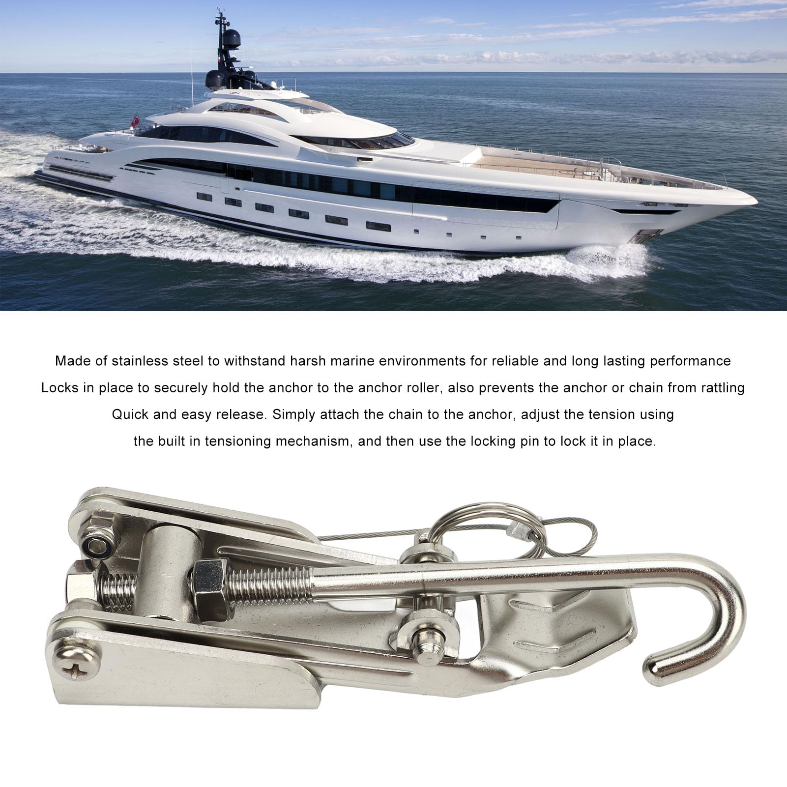 ZDETGU Anchor Chain Tensioner Rugged Rustproof Secure Anchoring Anchor Chain Retainer for Boats Yachts Stainless Steel Anchor Chain Tensioner