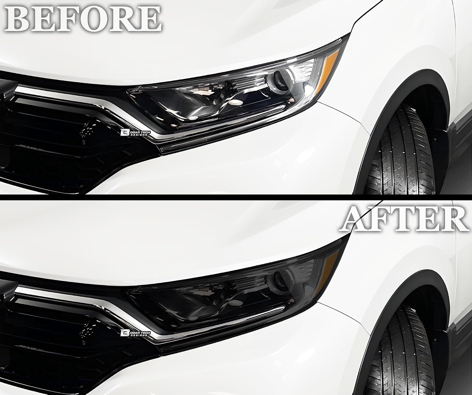 BOGAR TECH DESIGNS Full Headlight Taillight Tint Kit Compatible with Honda CR-V 2017-2022, Dark Smoke