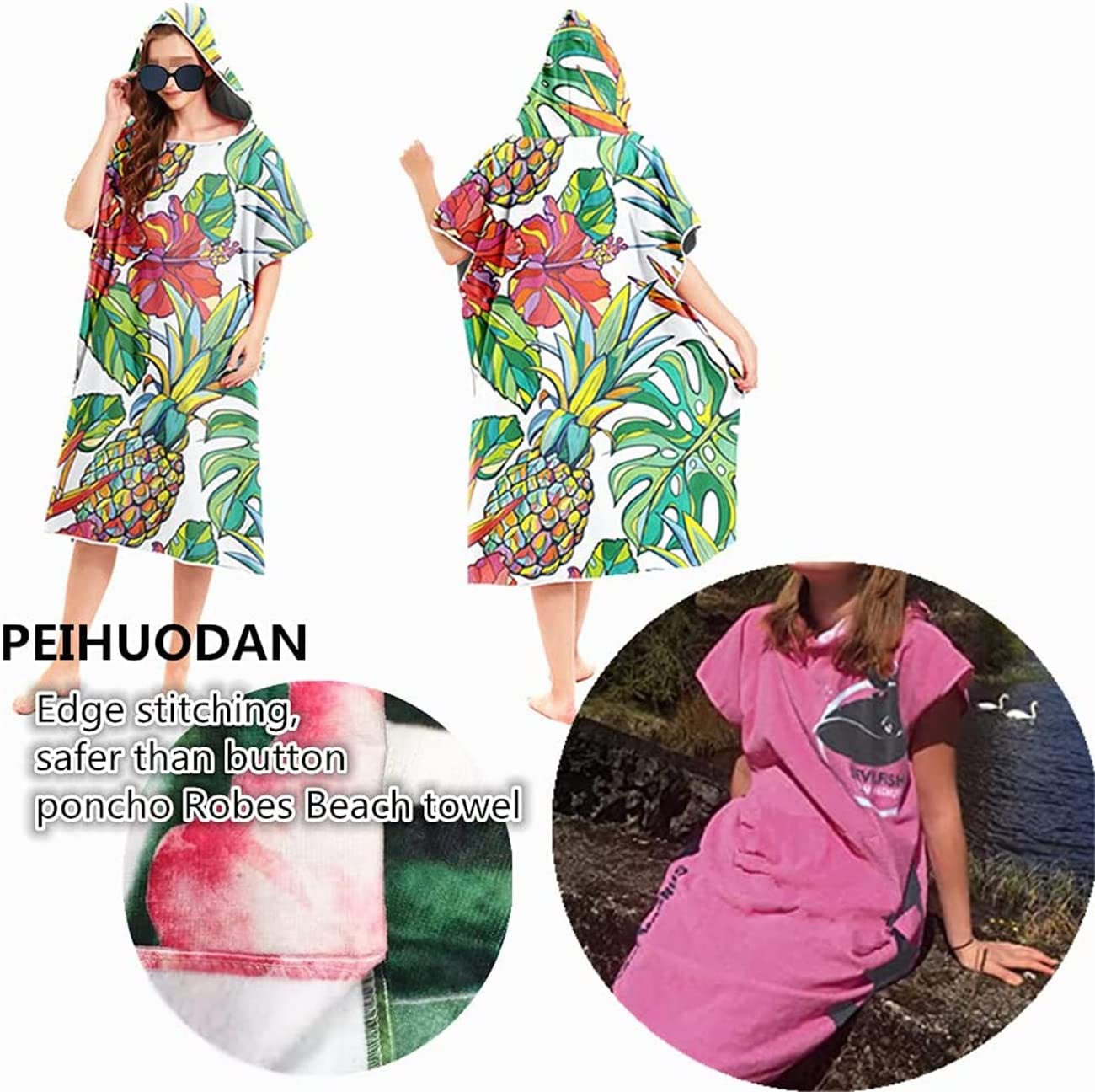 Serviette De Plage Animaux Marins Poncho Microfibre Bleu Tortue De Mer