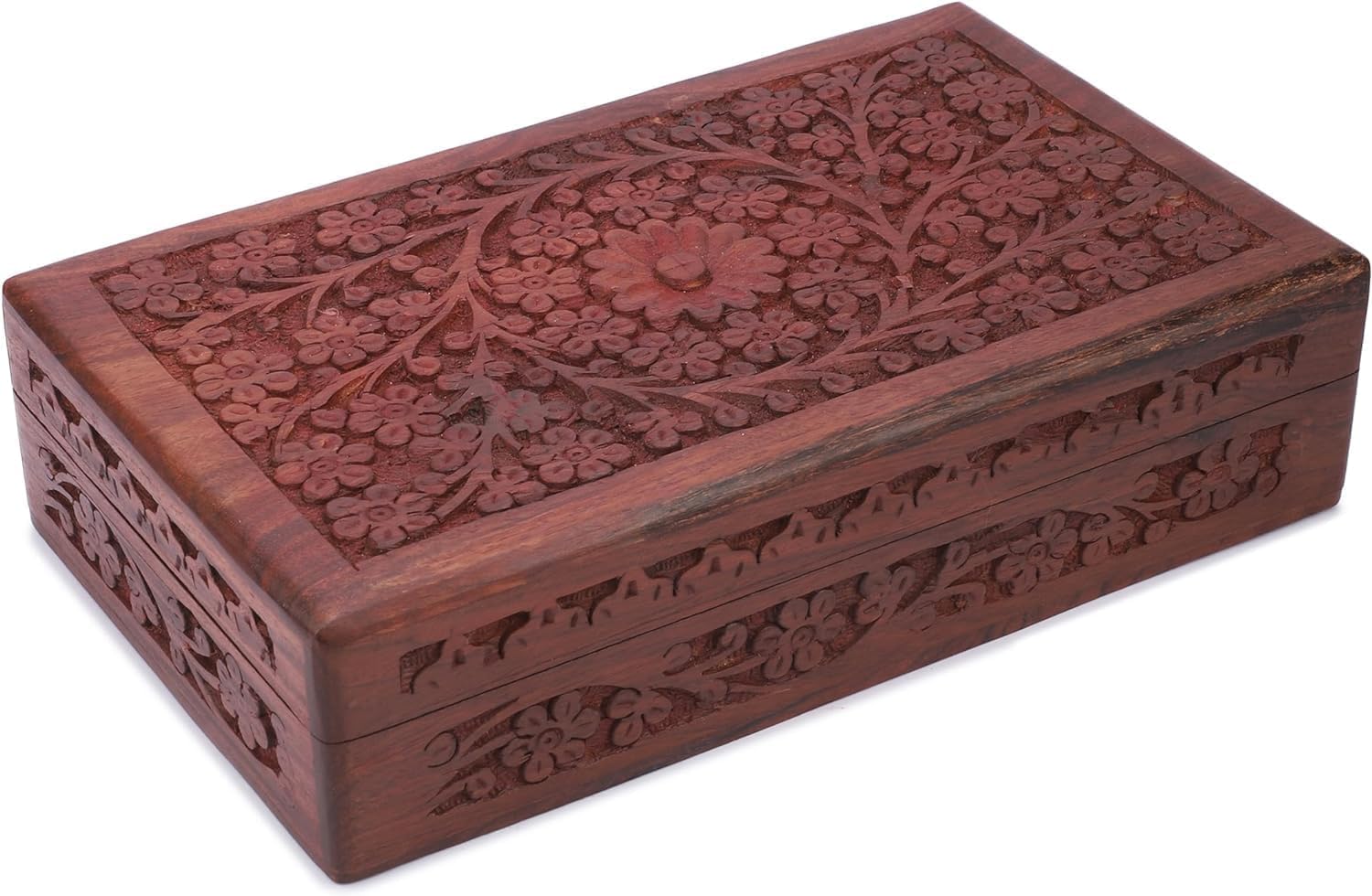 Joyero de madera floral Aakrati organizador decorativo para tocador y dormitorio