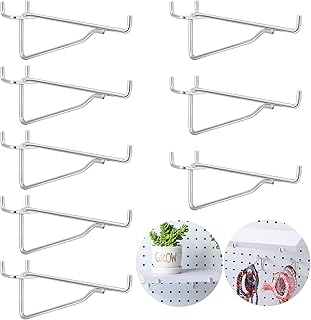 Hotop Metal Peg Board Hooks Tool Shelf Peghooks Peg Hooks Peg Board Organizer for Workbench, Kitchen, Craft Shop, Retail Shop, Office and Kitchen, Fits 18 ,316 and 18 Pegboard 8, 8 Inch