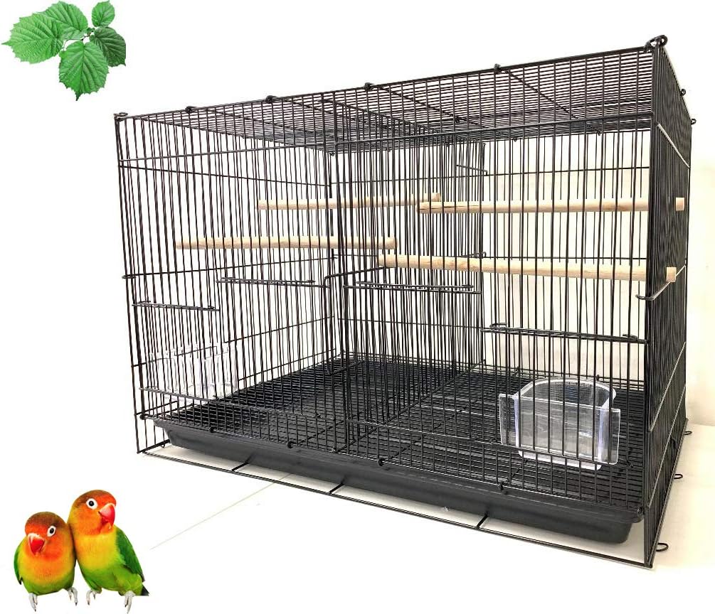 Divided Flight Breeding Breeder Lovebird Cockatiel Cockatiels Parakeets Cage (24" x 16" x 16"H, Black)