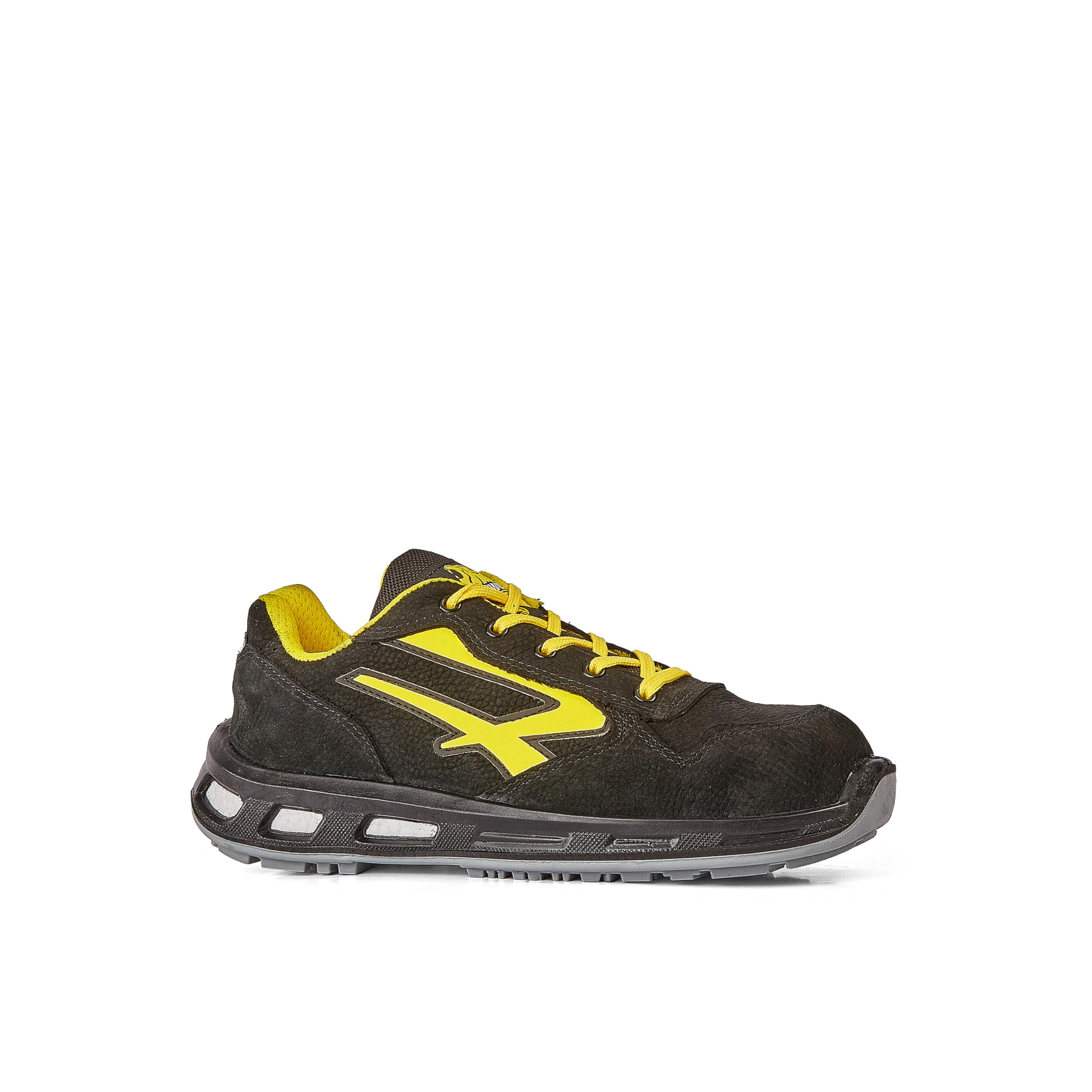 U-Power Red Lion Bolt, zapatos de seguridad unisex, ligeros, flexibles, de cuero antipinchazos, con inserto Infinergy, con puntera de aluminio - Black & Yellow 43