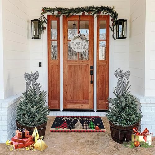Miniatura 7 de Juego de 2 alfombras de cocina con texto en inglés Merry Christmas, bonito Papá Noel y regalo de Navidad, tapete antideslizante lavable para el