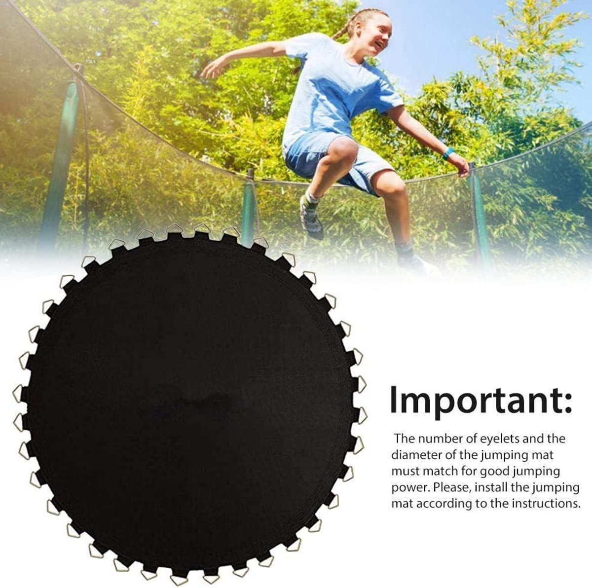 Trampoline Accessories,Replacement Trampoline Mat, Trampoline Replacement Jumping Mat with V-Rings Bounce Safely Mat