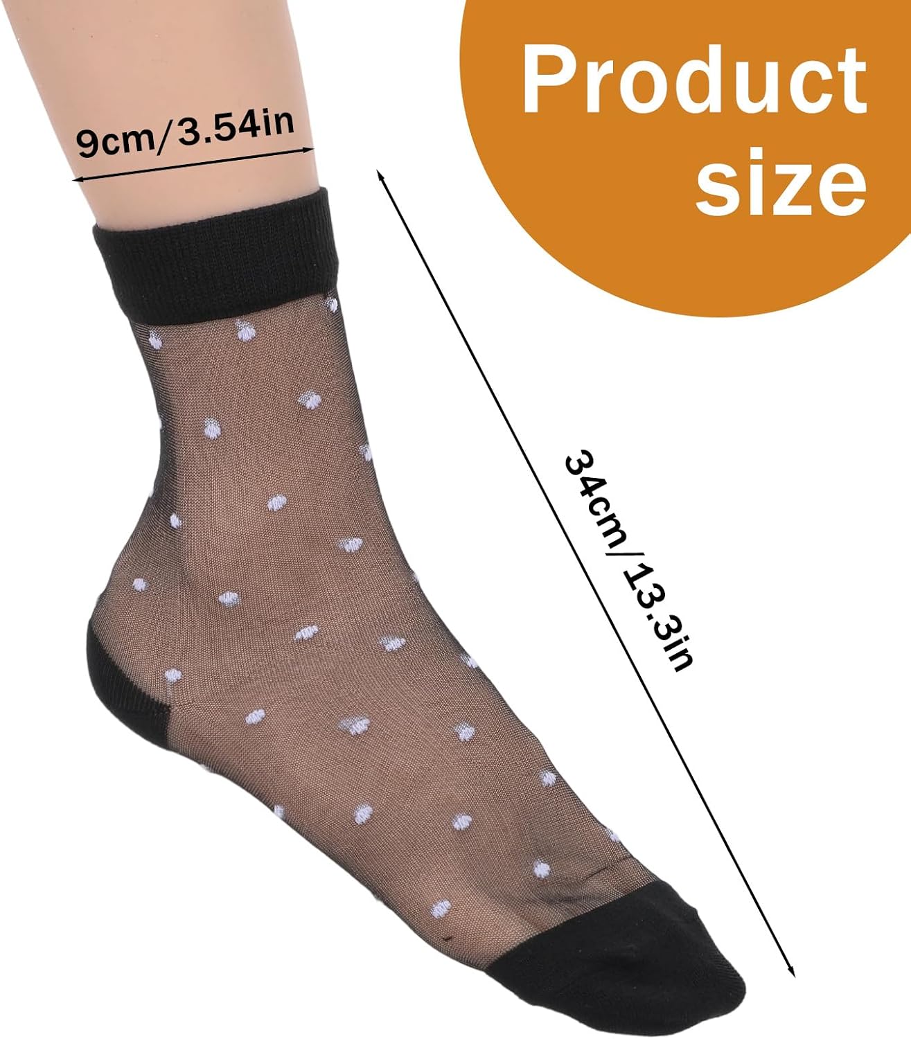 QfwdfcTrenz 4 Pairs Women Sheer Ankle Sock Cute Polka Dot Mesh Socks for Women Transparent Ankle Socks Ultrathin Stretchy Breathable Reinforced Toe Nylon Sock for Casual Dress Blue/Yellow/Black/White