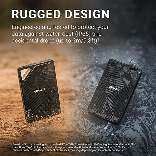 Miniatura 3 de PNY RP60 SSD portátil de 2 TB - Hasta 2000 MBs, USB-C, USB 3.2 Gen2x2 - Resistente, IP65, resistente al aguapolvo y caídas - Para fotos, videos,