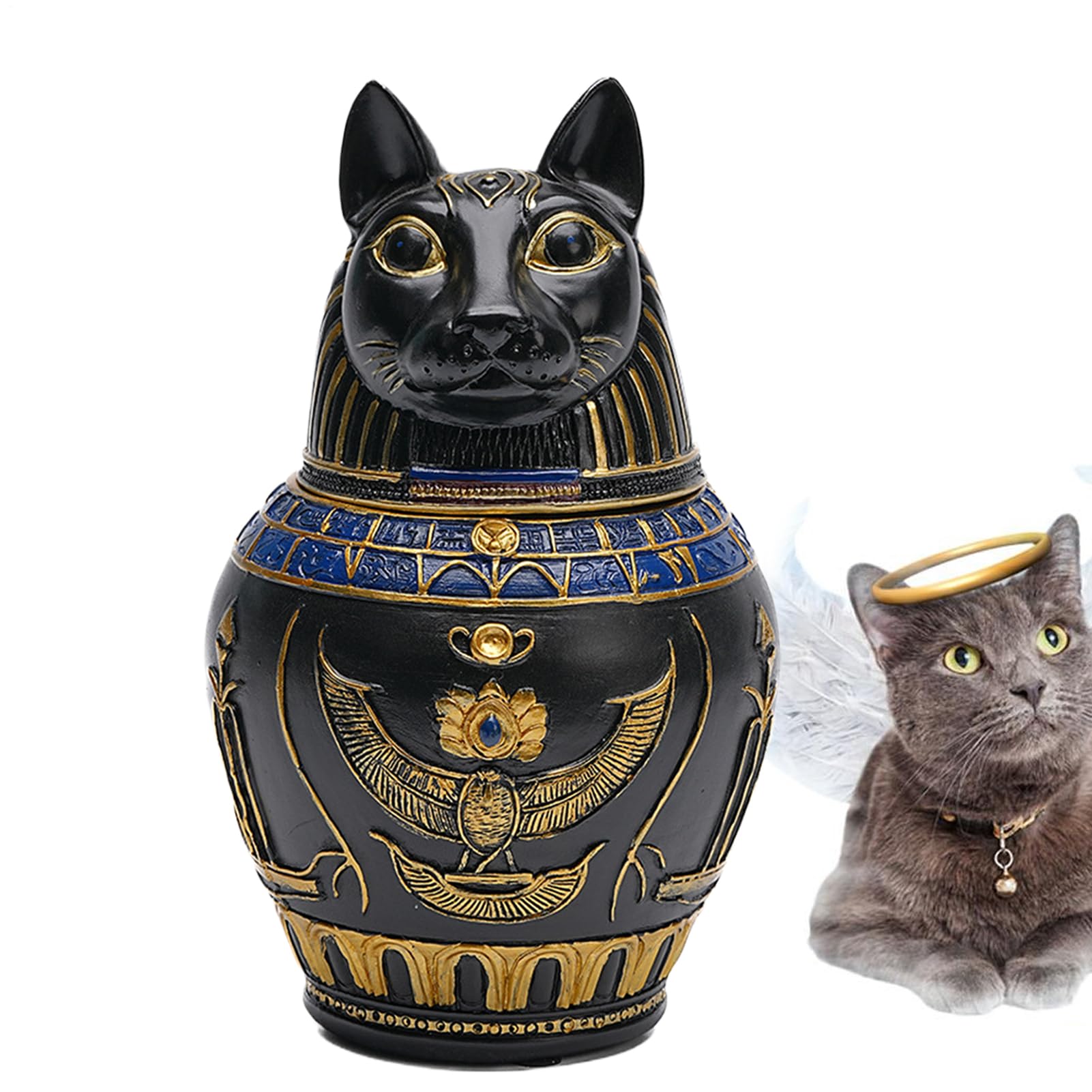 Urne funéraire chien chat style égyptien résine deuil condoléances