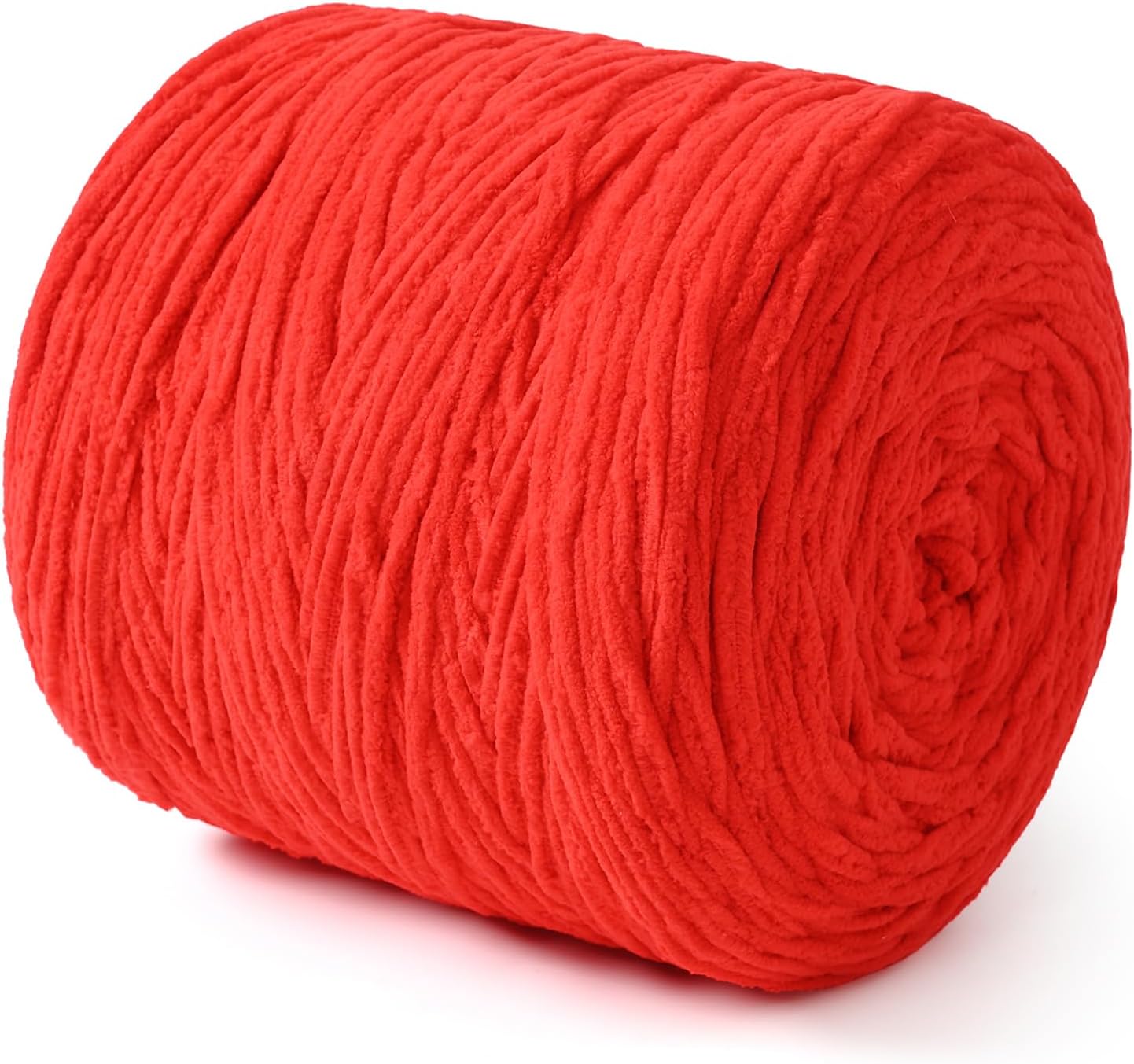 Chunky Chenille Yarn for Crocheting Soft Thick Fluffy Bulky Yarn for Hand Knitting Amigurumi Blankets Cushion Home Decor DIY Crafts (Red, 570 Yards)