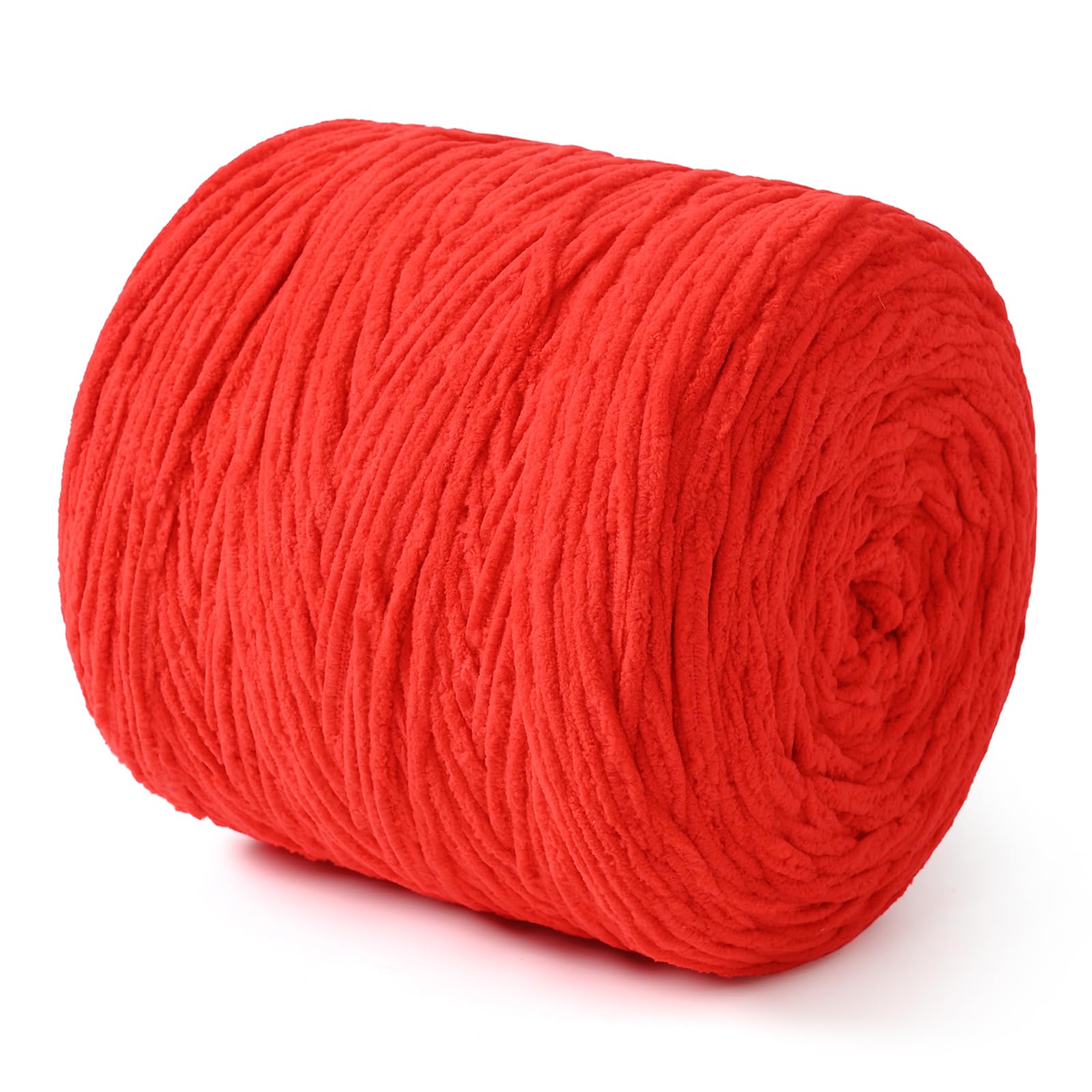Chunky Chenille Yarn for Crocheting Soft Thick Fluffy Bulky Yarn for Hand Knitting Amigurumi Blankets Cushion Home Decor DIY Crafts (Red, 570 Yards)