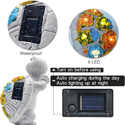 Miniatura 8 de Dafuweng Estatuas solares de jardín, decoración de tortugas para patio al aire libre, suculentas, patio delantero, inauguración de la casa, patio