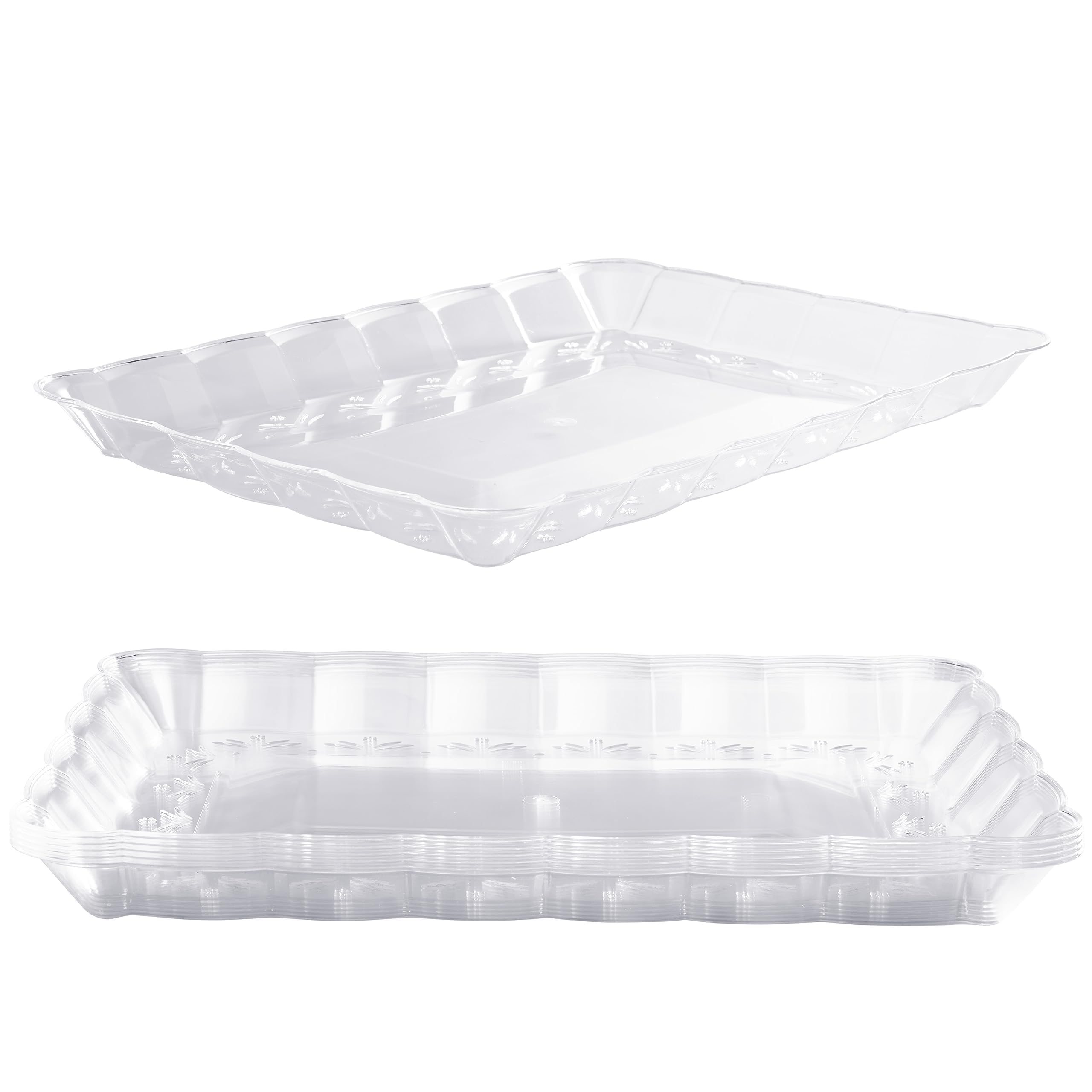 Matana Clear 12 Plastic Serving Plates For Appetizers & Finger Food - Catering, Buffets, Birthdays, Weddings, Christmas & Parties - Transparent, 32 X 24 Cm - Sturdy & Reusable