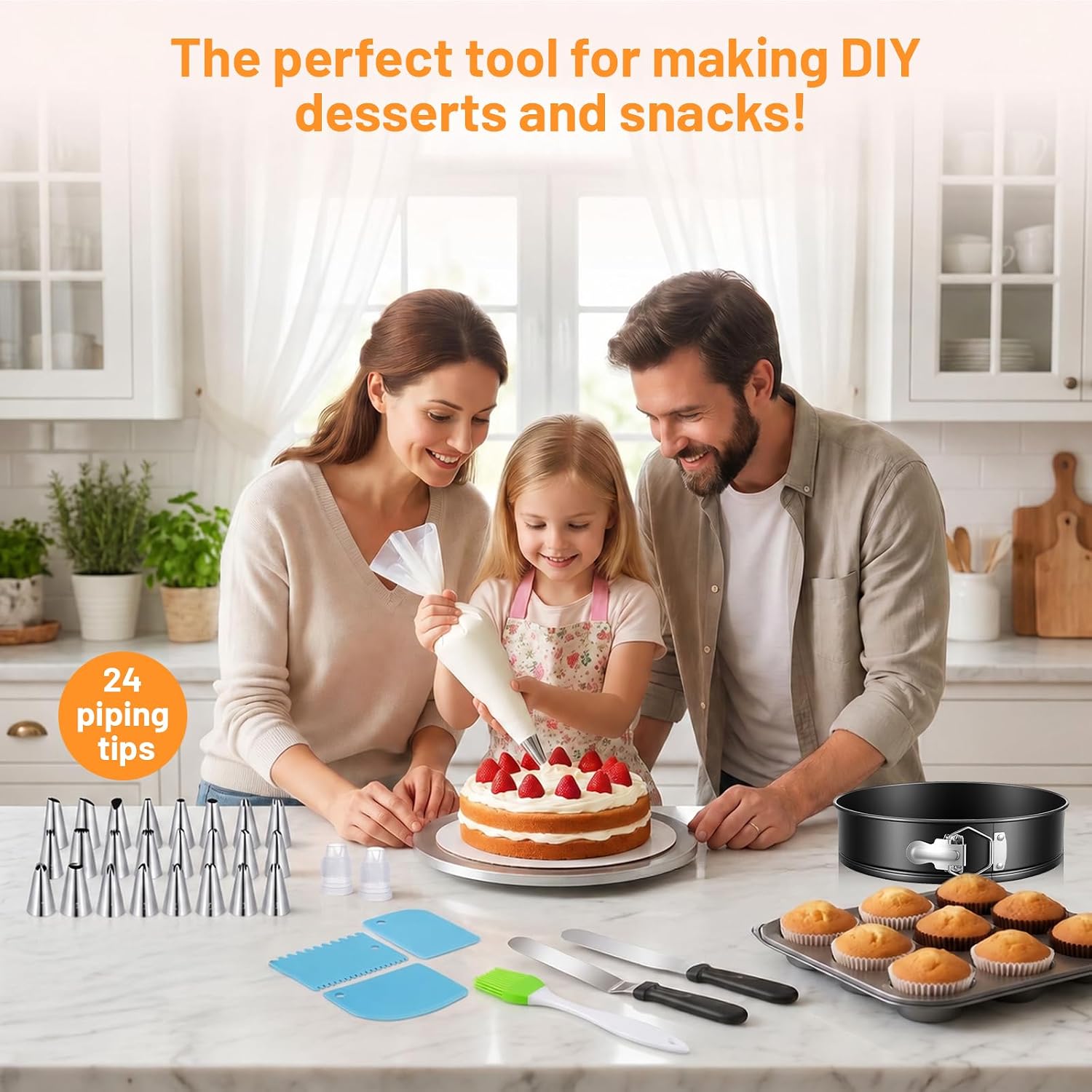 168pcs Cake Pan Set, 6 8 10 Inch Non-Stick Springform Pans Set, Leakproof Cheesecake Pan with Complete Cake Decorating Supplies Kit, Icing Tips, Baking Kit for Beginners & Home Bakers
