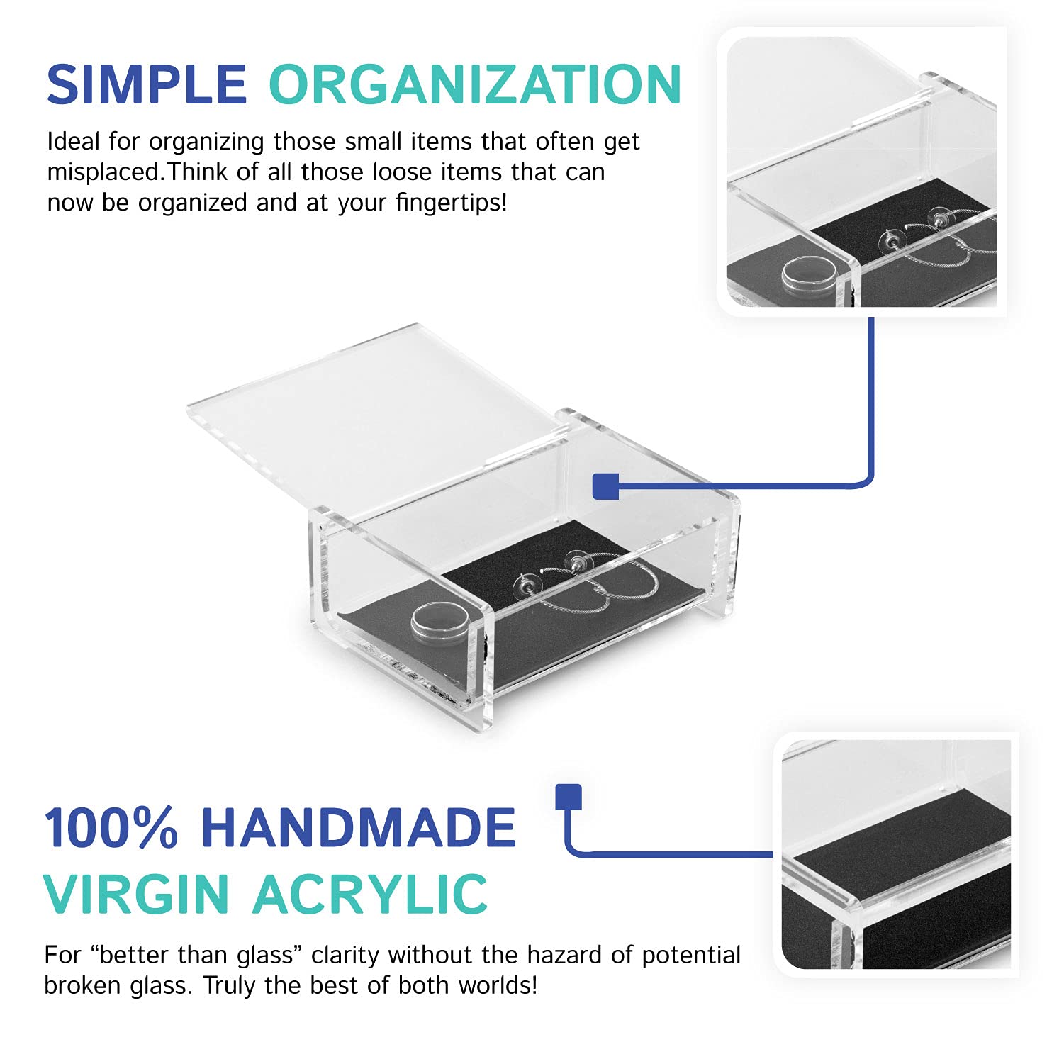 Huang Acrylic Clear Acrylic Small Hinge Lid Catch All Box 3