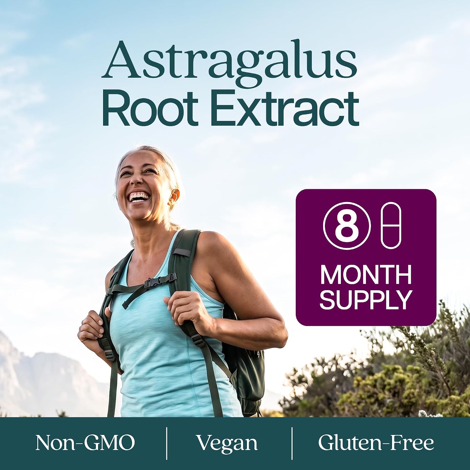 Astragalus Root | 8 Month Supply | Immune & Energy Support | 20:1 Astragalus Extract with 70% Polysaccharides | High-Concentration Adaptogen Support for Vitality | Vegan & Non-GMO | 250 Capsules