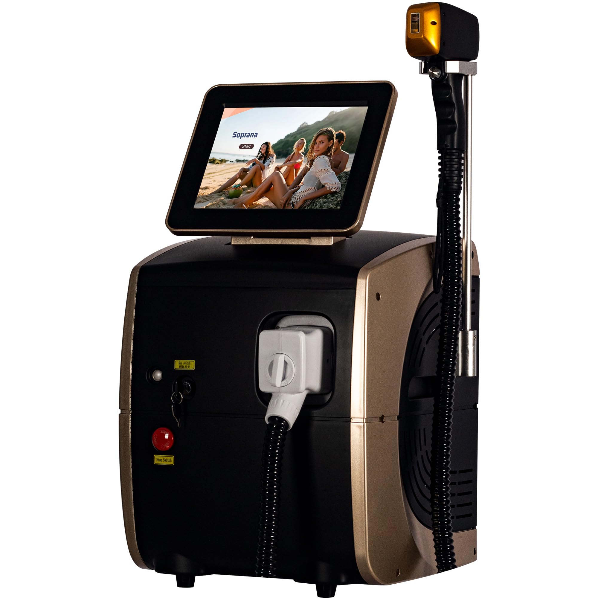 10 Bars, Epilazione laser a diodo 755nm/808nm/1064nm Epilazione indolore | Epilazione permanente Rimuovere i peli superflui da tutto il corpo Uso personale e commerciale