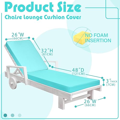 Miniatura 8 de Ganeen 1 funda impermeable para tumbona (no incluye cojín), fundas de cojín para exteriores, fundas de cojín para silla de descanso con lazos de