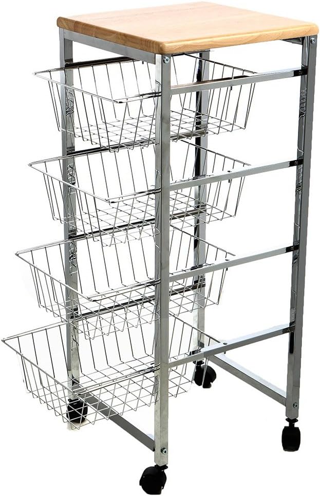 Mind Reader Stainless Steel Mobile Kitchen Cart, Bar Cart, Office Cart, Utility Cart