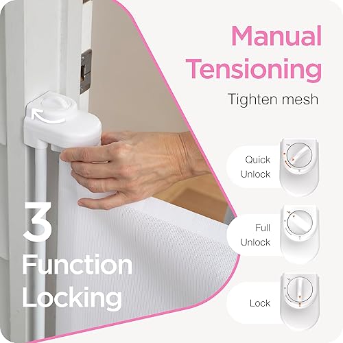 Miniatura 5 de Perma Child Safety Puerta retráctil para bebés para interiores y exteriores, 38.6 pulgadas de alto que se extiende hasta 79 pulgadas de ancho