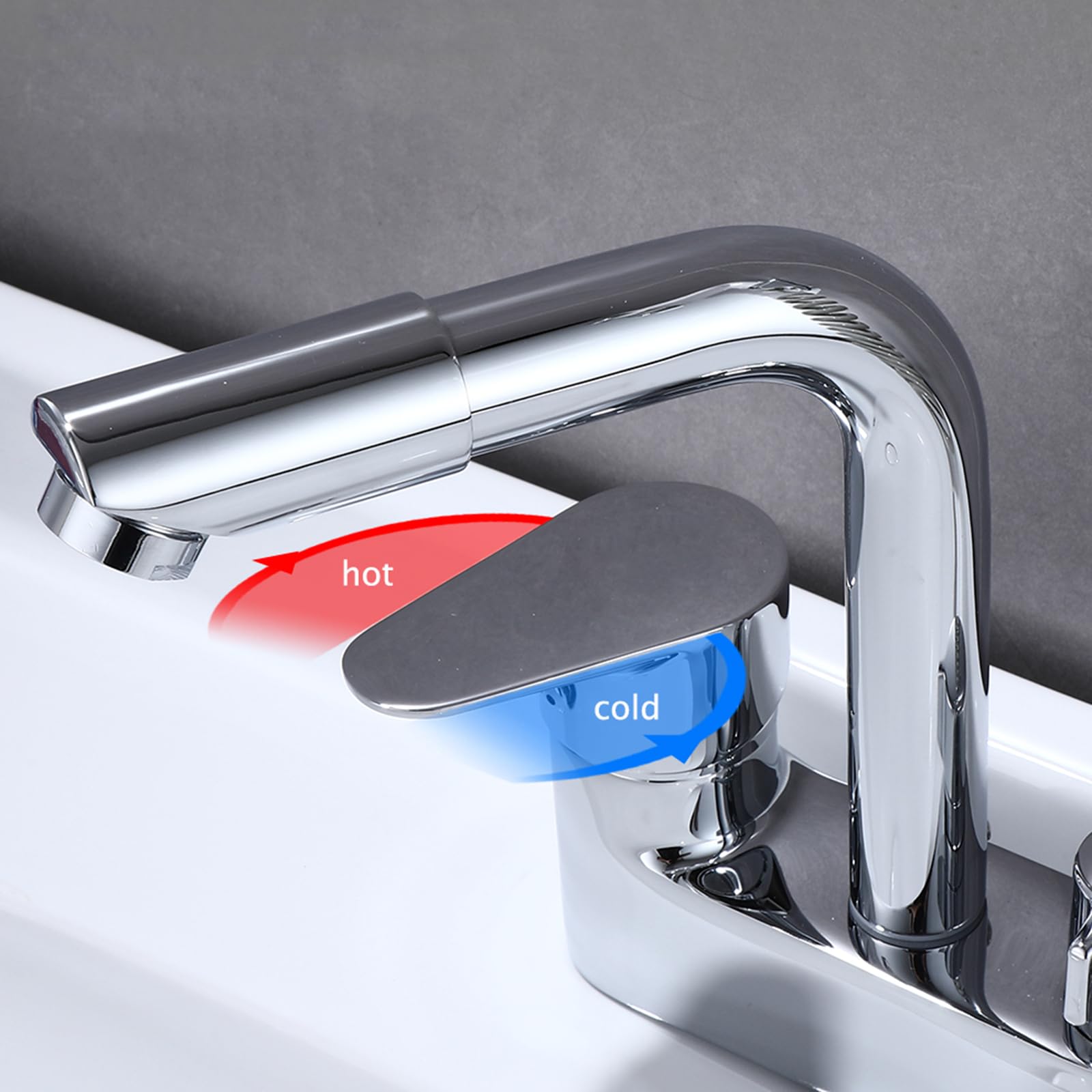 Grifo para Lavadora Grifo De Baño Doble Salida Grifos De Lavabo Latón Agua Fría Y Caliente,Plata