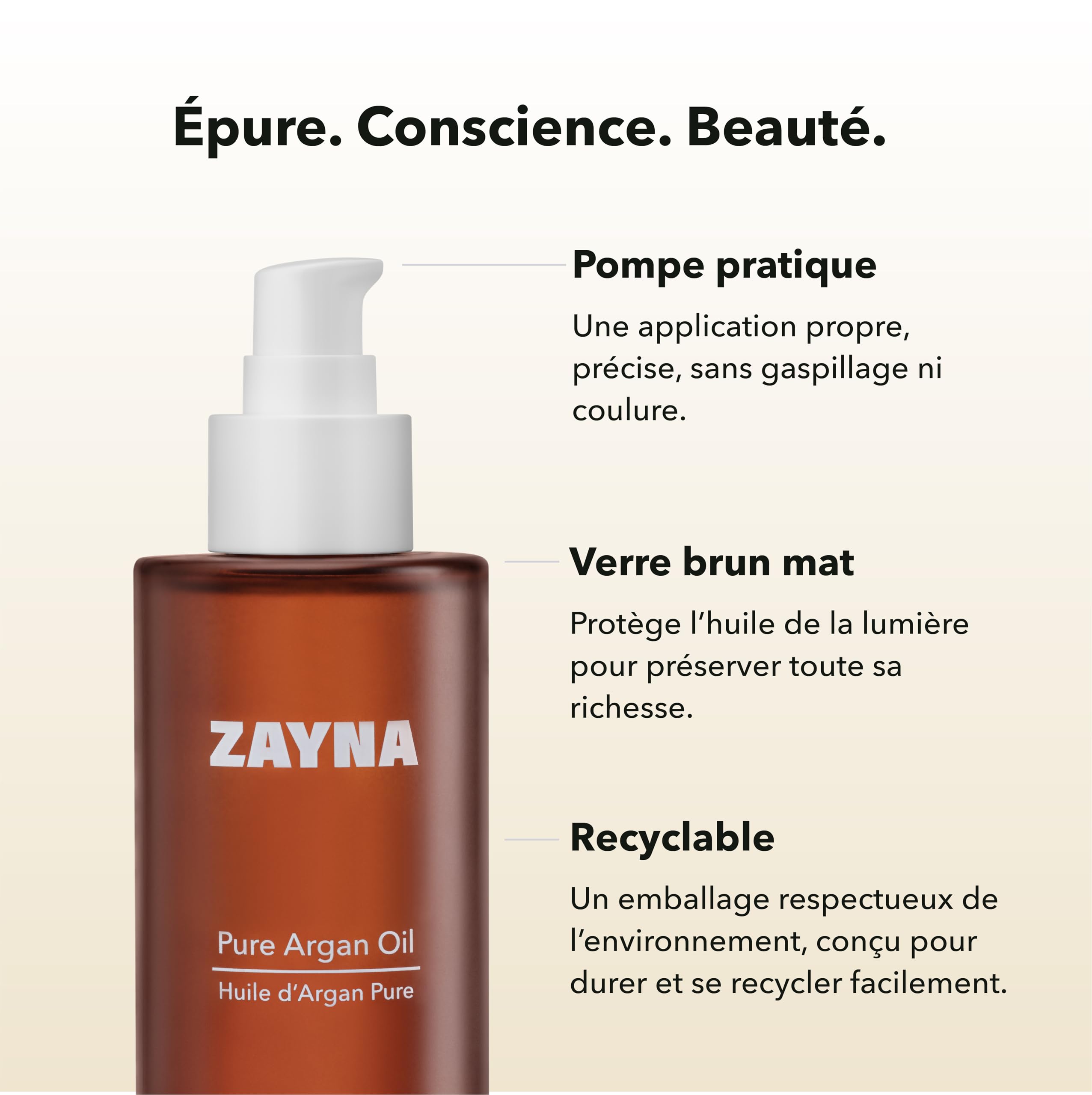 ZAYNA Huile d’Argan Pure et Bio 100 ml | pour cheveux, visage & corps | huile d’argan 100% pure pressée à froid du Maroc | testée dermatologiquement, riche en vitamine E | Conditionnée en Suisse.