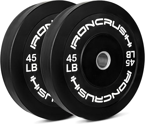 Iron Crush Juego de placas olímpicas para parachoques Pesas de goma virgen para entrenamiento de fuerza, inserciones de acero inoxidable, se adapta