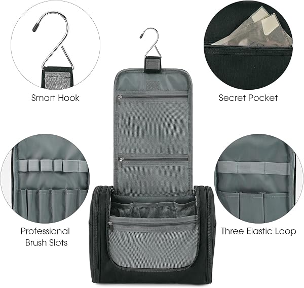WANDF WANDF Large Hanging Toiletry Bag for Women - Large Toiletry Bag for Camping and Travel - for Kids, Women and Men in use