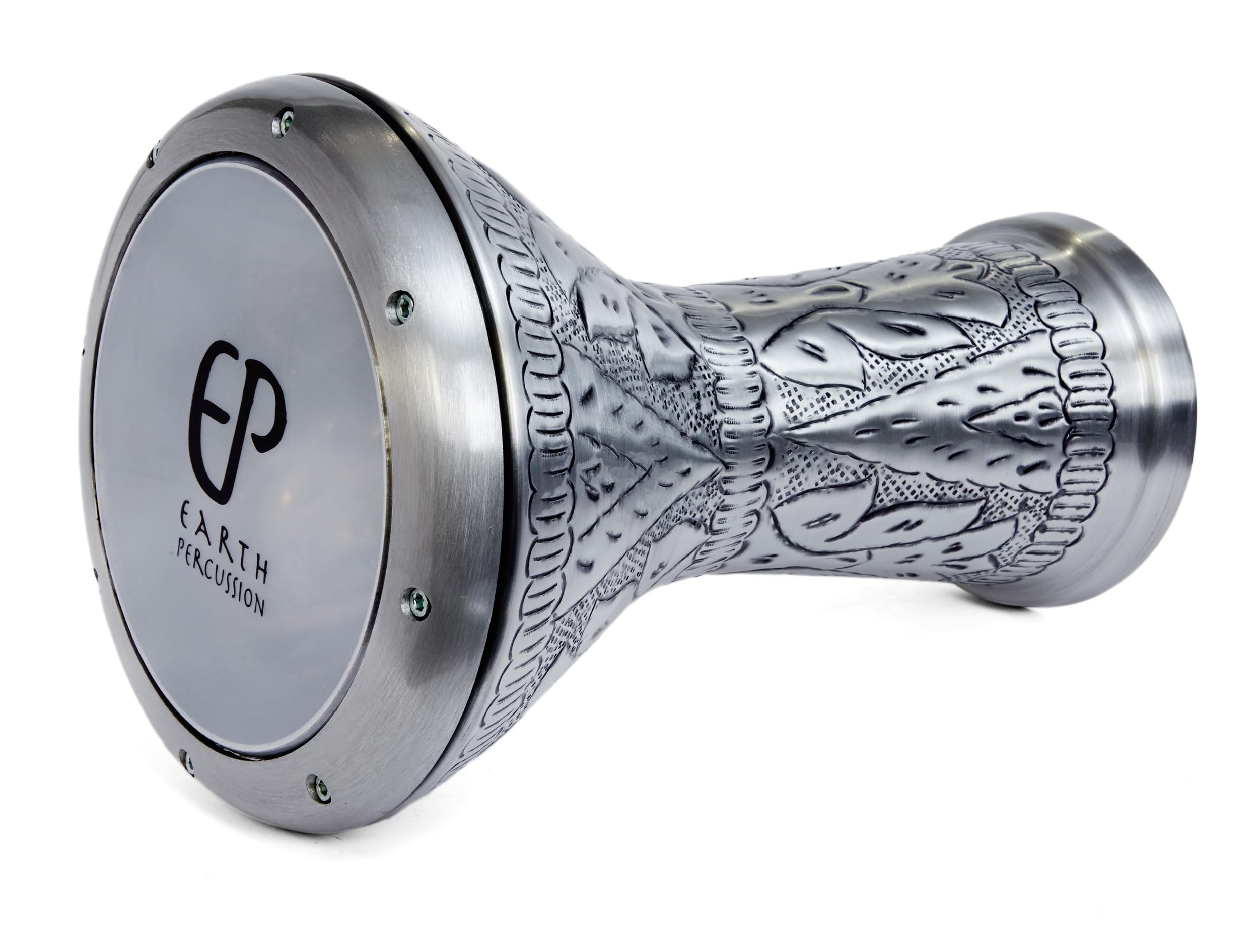 Darbuka Doumbek arabe gravé à la main, son riche, étui souple et clé d'accordage incluses
