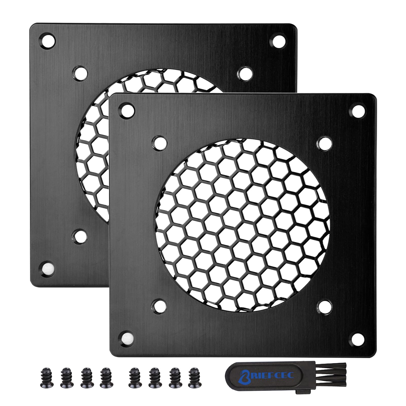 BRIEFCEC Ventilation Grille 80MM fan cover Mesh for PC Computer AV Electronic Cabinet Also Includes Accessories for Installing 80mm Fan (2 Set)