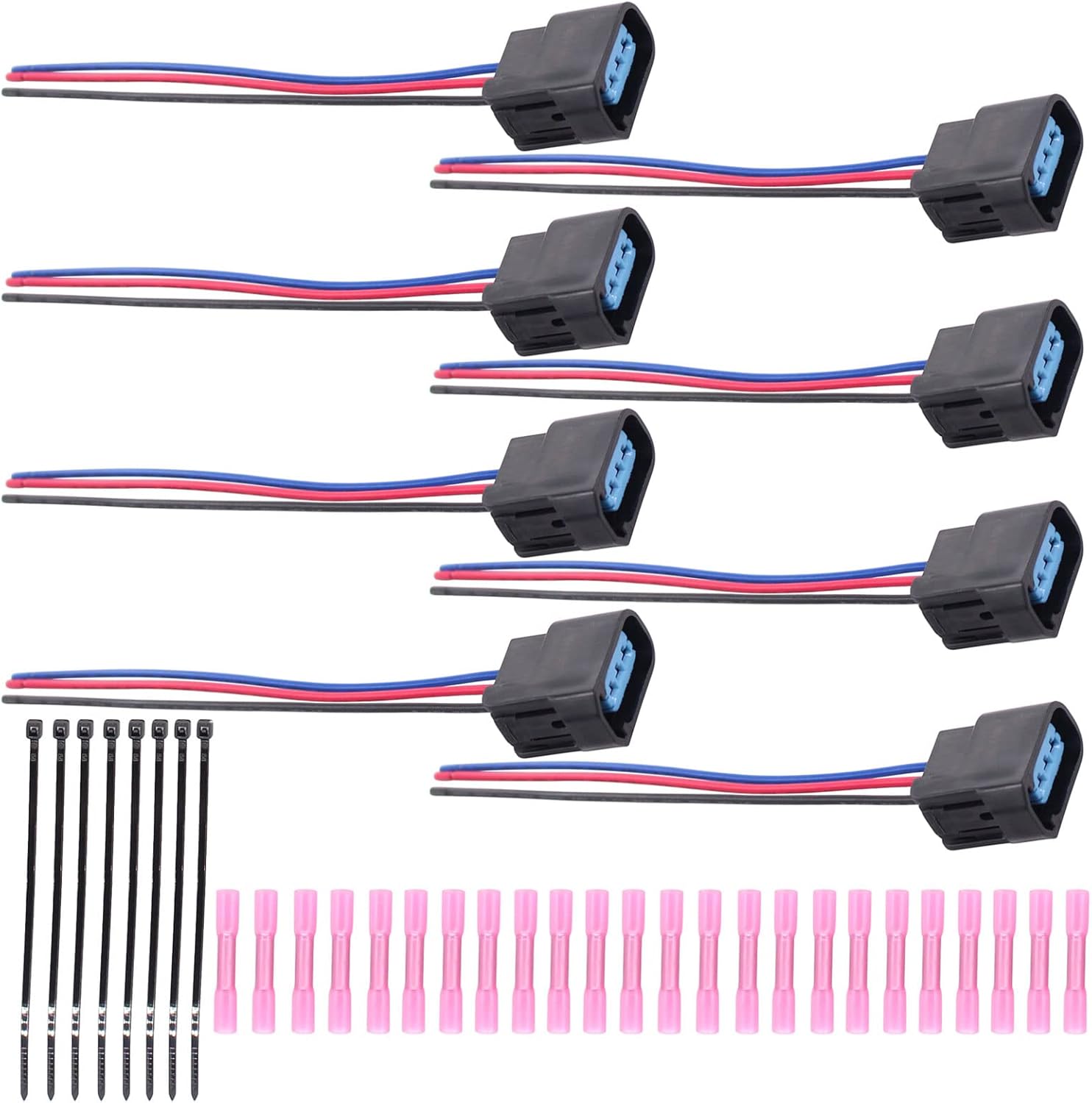 MOTOKU Set of 8 Ignition Coil Pack Connector Wire Harness Plug Adapter w/Tie and