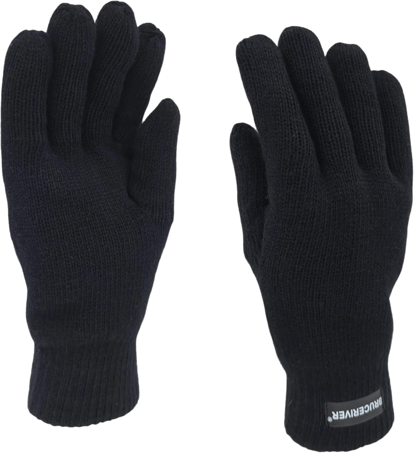 BRUCERIVER Men Pure Wool Knit Gloves with Thinsulate Lining and Elastic Rib Cuff