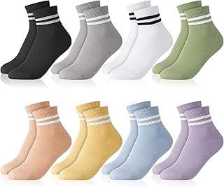 8 pares de calcetines para mujer, coloridos deportes, gimnasio, ocio, calcetines casuales de algodón, calcetines atléticos, paquete múltiple
