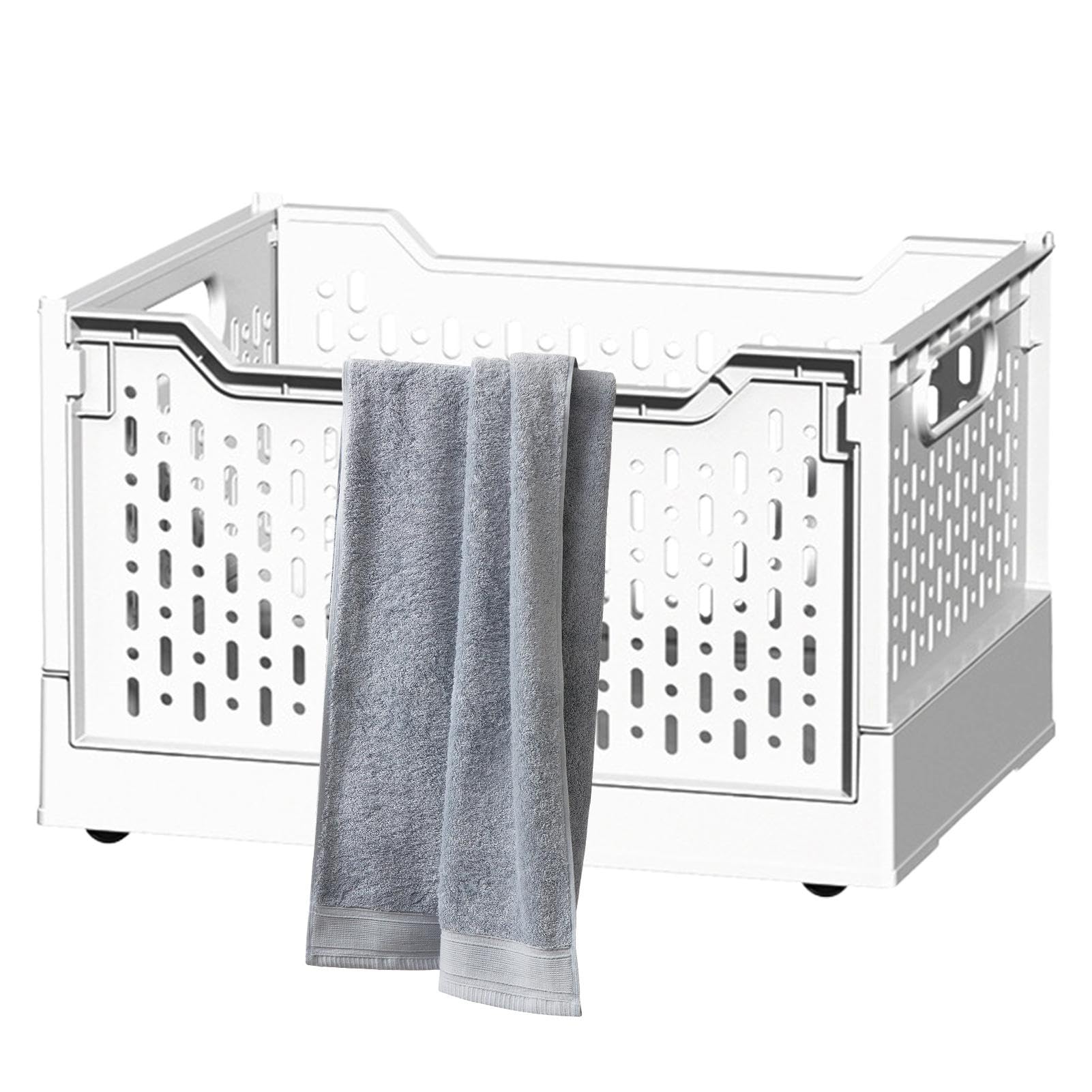 Scatole portaoggetti pieghevoli con ruote, cassette portaoggetti portatili, casse portaoggetti multifunzione, scatola portaoggetti robusta 28x29x38,5 cm/11,02x11,42x15,16 pollici per la casa Bianco, G