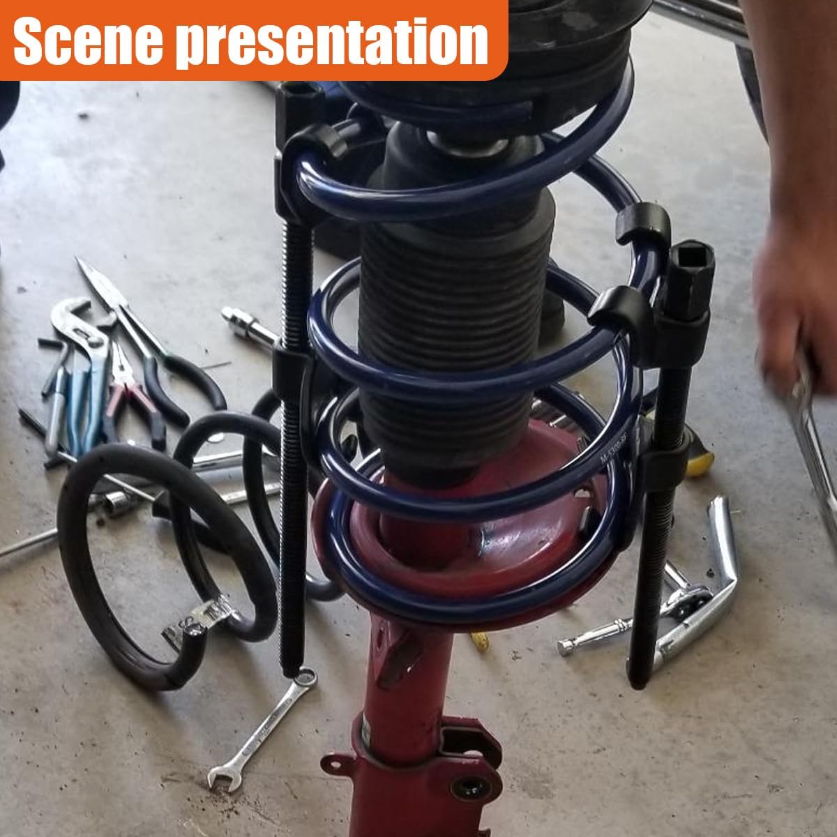 2PCS 14" Coil Spring Compressor Tool, Heavy Duty Auto Suspension Strut Installer Accessories, Universal Macpherson Coil Spring Compressor Kit with 2 Steel Jaws (Black)