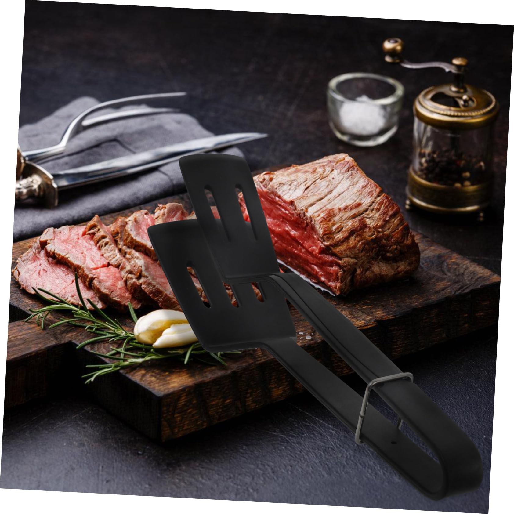 3 Stück Bratspatel-Clip Dreher Essensclips Burger-Smasher Essenszange Grill spachtel schlagende Schaufel Silikonschaufel Küchenzange Servierzange Kieselgel Black