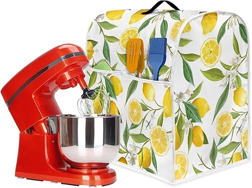 Miniatura 7 de Funda para batidora con estampado de flores de limón, compatible con 6-8 cuartos de galón de capacidad, organizador de electrodomésticos de cocina,