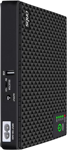 Artis AR-MINIDC-2 Mini UPS for WiFi Router/Modem/Set top Box Devices. 8800mAh Battery Supports 9V/12V-1A/1.5A/2A Routers. ...