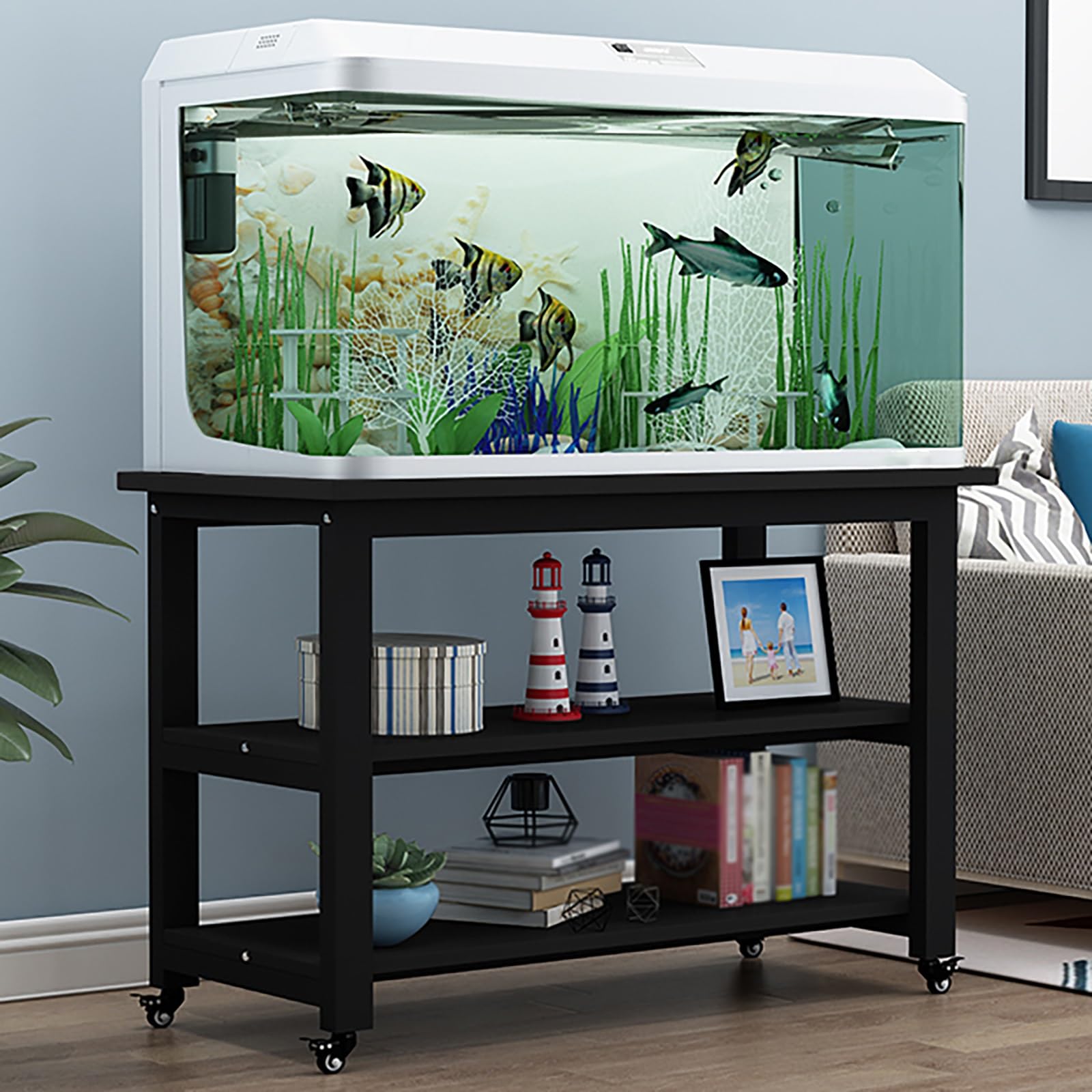 Generisch Obrotowy stojak do akwarium do akwariów o pojemności 10-30 litrów, szafka do terrarium z kółkami, do prezentacji terrariów do wnętrz, wytrzymały i stylowy uchwyt