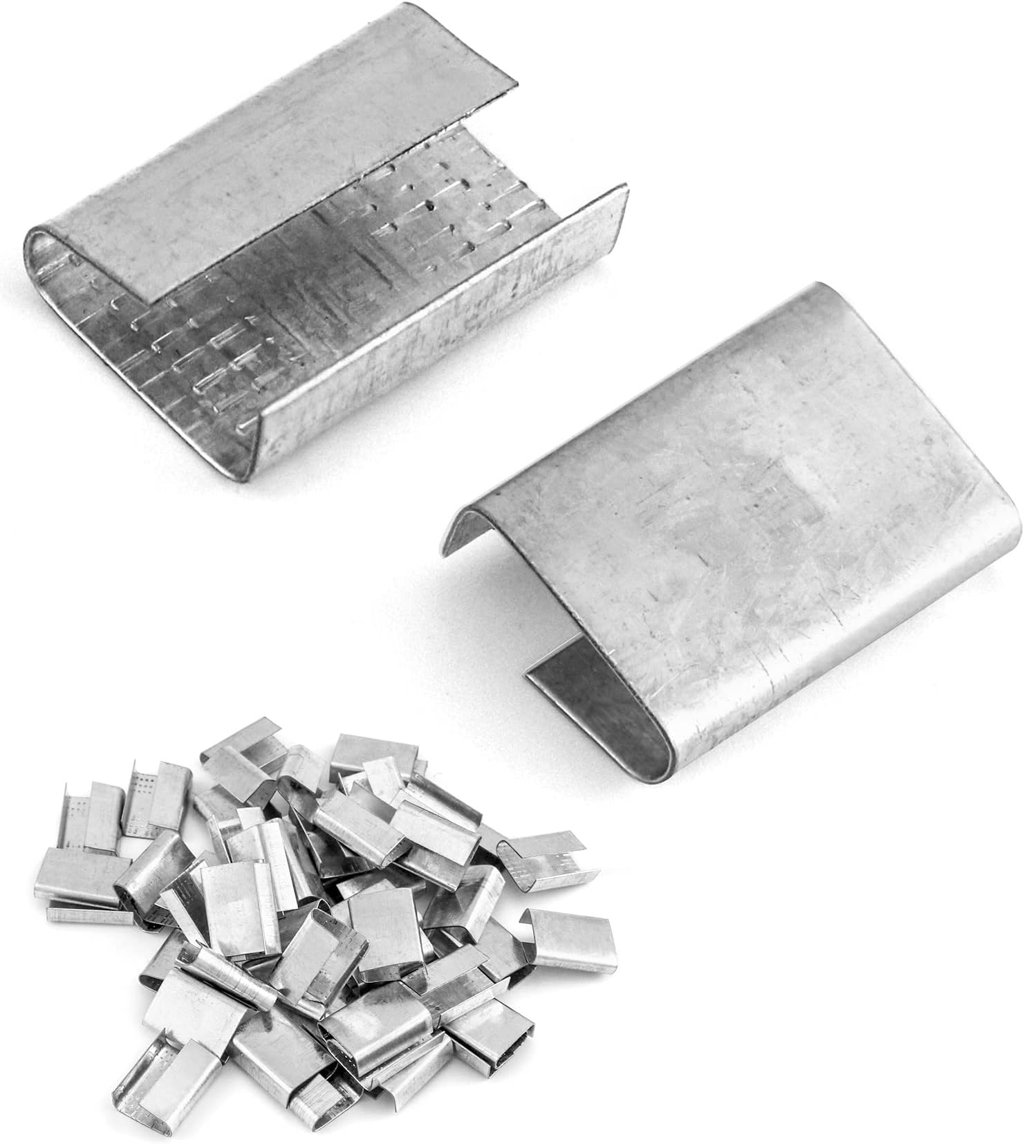 QWORK Strapping Open Seal, 200 Pcs Banding Clip Snap-On Gripper Strap Clip for 5/8" Width Strap