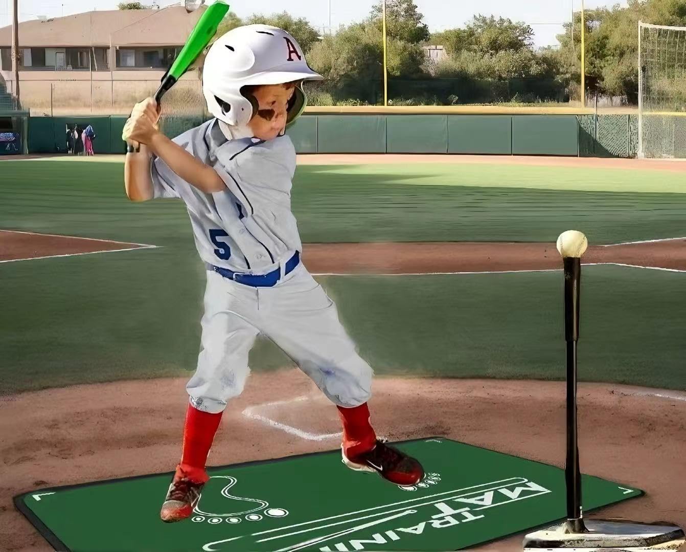 2-in-1 Baseball Batting Mat & Decorative/Entryway Mat, Softball Hitting Mat with Home Plate, Anti-Slip, Batting Stance Guide for Swing Training, Durable Indoor/Outdoor Use (35.4"x23.6")