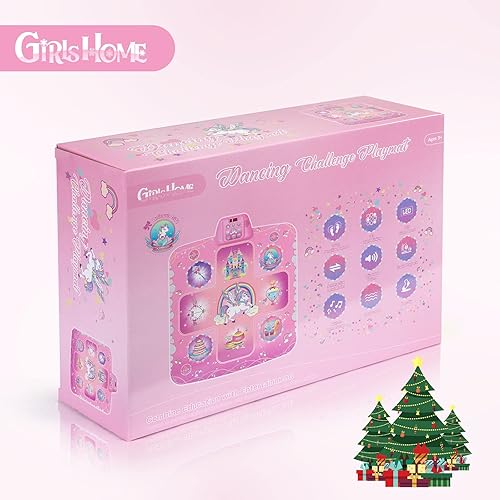 Miniatura 8 de GirlsHome Tapete de baile – Juguetes de unicornio para niñas, almohadilla electrónica de baile con 5 modos de juego, música integrada, alfombra