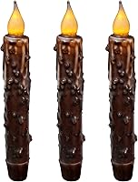 Vista 20 de CVHOMEDECO. Velas de cera real sumergidas a mano, funciona con pilas, temporizador LED, velas cónicas sin llama primitivas del país, 6-3/4 pulgadas