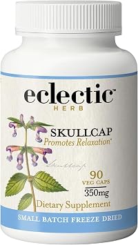 Eclectic Herb - Skullcap Capsules | Natural Sleep Support | Relaxation Support | Herbal Supplement | US-Grown, Vegan, Non-GMO, Gluten Free, Raw, Freeze-Dried 90 CT | 350 mg