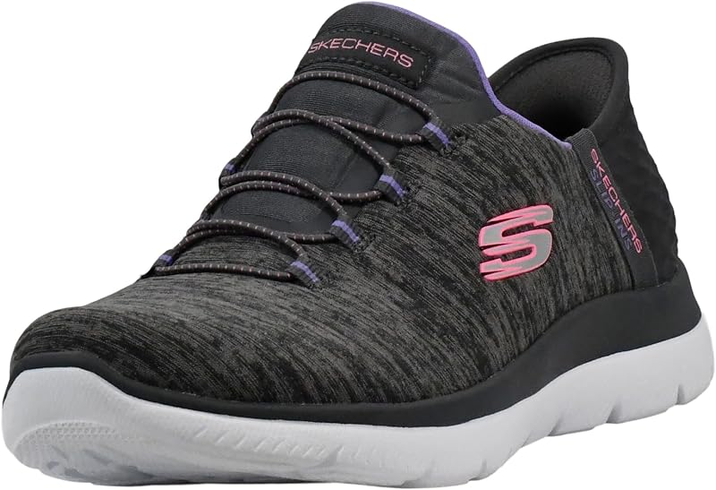 Skechers Summits Dazzling Haze - Zapatillas sin cordones para mujer | Sin cordones, la almohada para el talón mantiene el pie seguro, plantilla de espuma viscoelástica refrigerada por aire, lavable a máquina, suela de tracción flexible