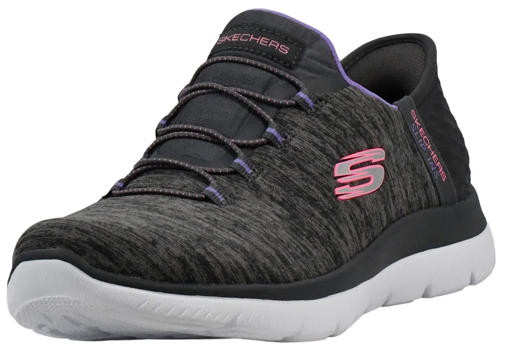 Skechers Women's Summits Quick Getaway Trainers, Charcoal Mesh/ Purple Trim, 3.5 UK