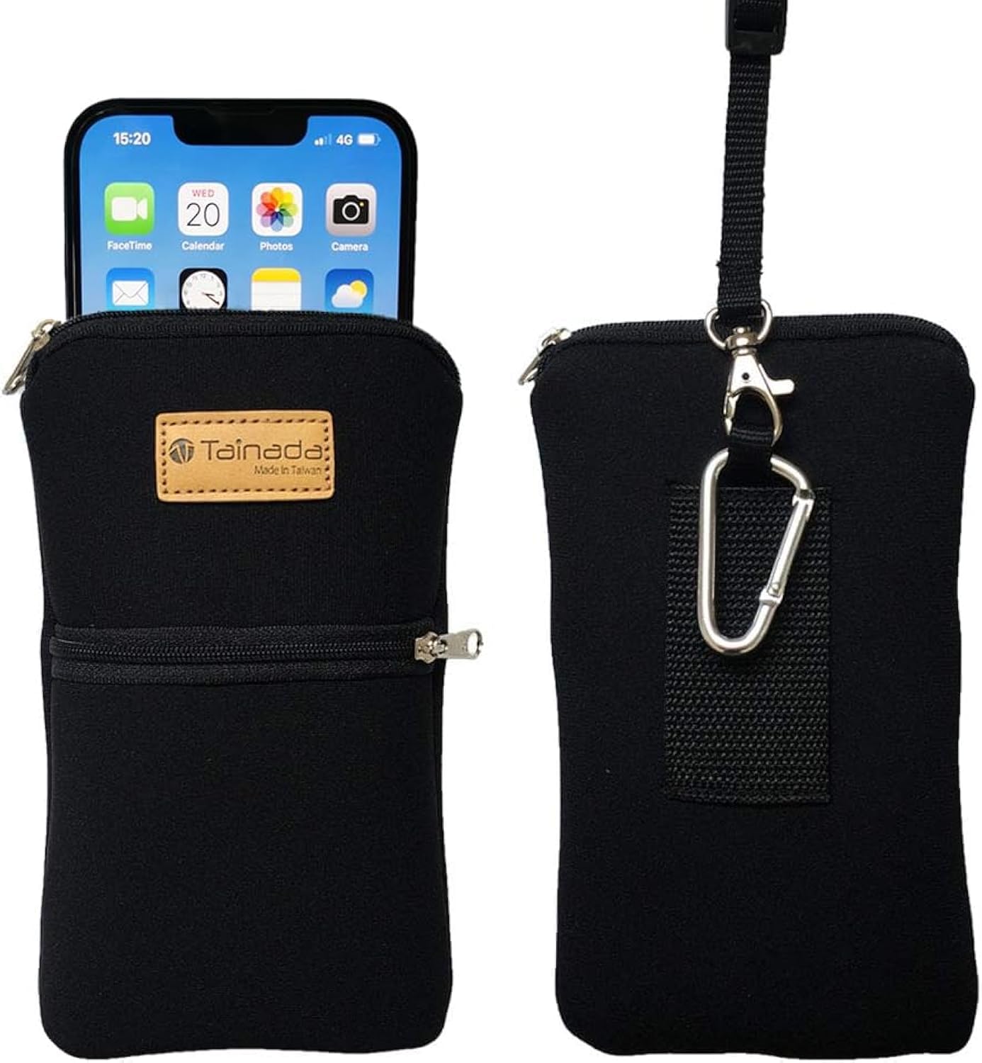 Tainada Men Women Phone Neoprene Shockproof Zippered Sleeve Case Bag Pouch w/Carabiner Clip Hook, Neck Lanyard, Belt Loop Holster for iPhone 17/16 Pro
